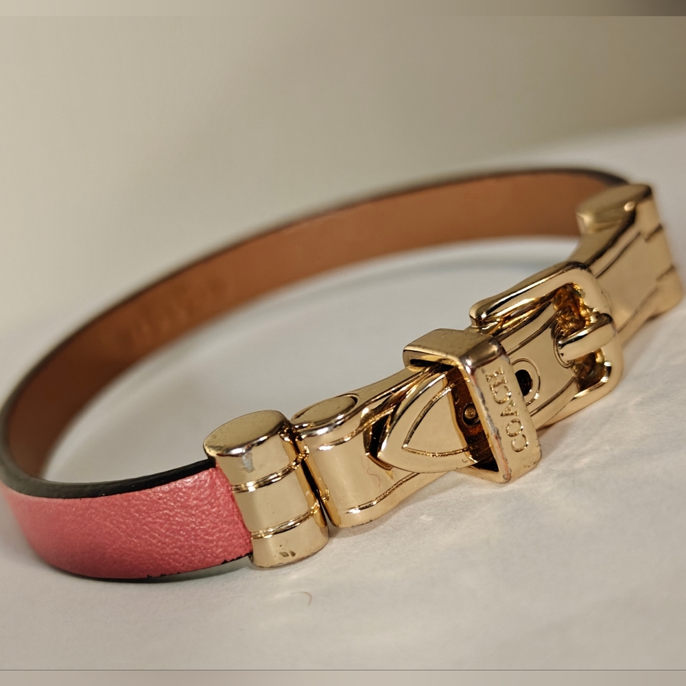 Coach Mauve Tone Leather Bracelet Gold Buckle
